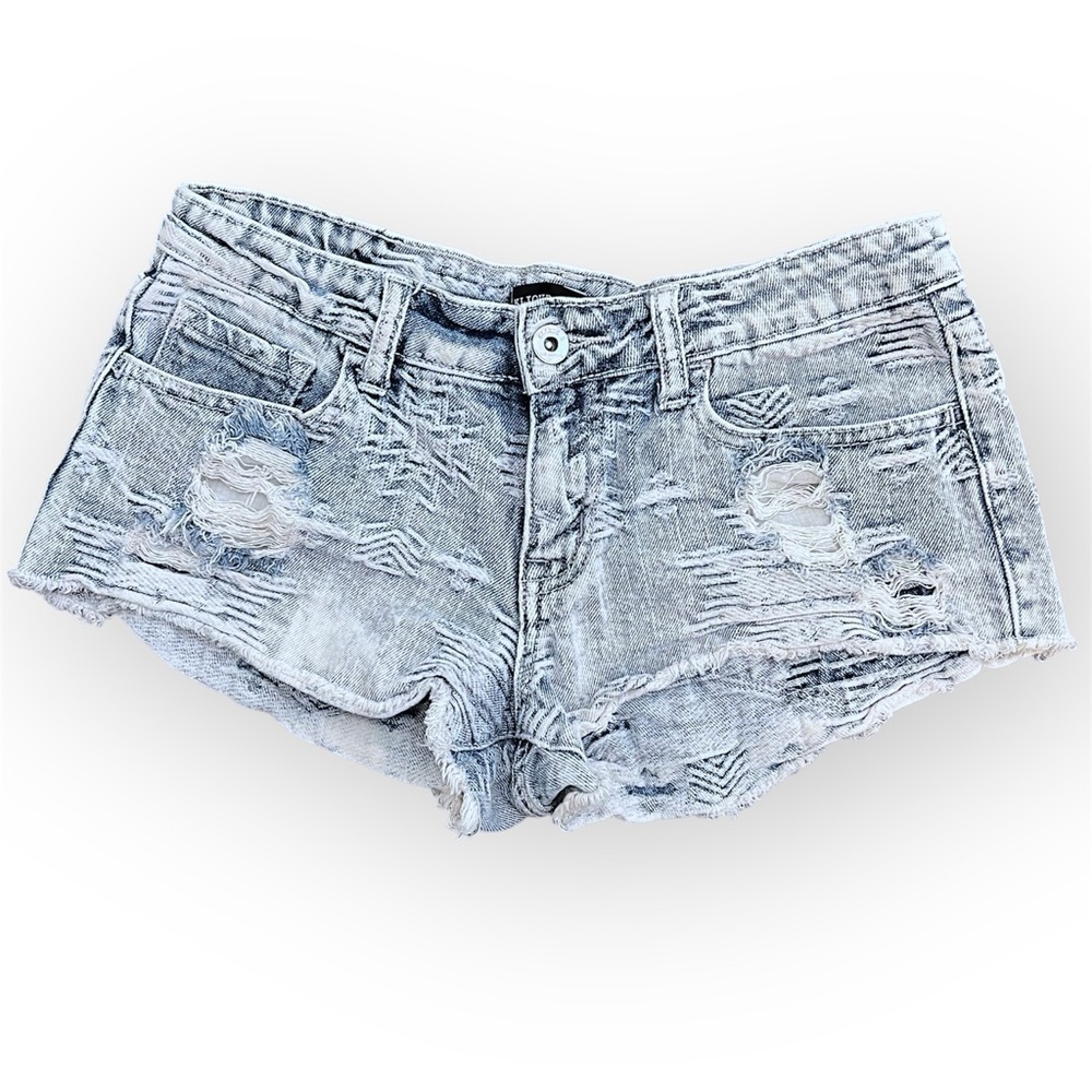 Klique B ultra mini denim shorts, textured distressed festival jean shorts S - Picture 2 of 12
